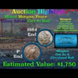 ***Auction Highlight*** Coney Island Shotgun 1884 & 'P' Ends Mixed Morgan/Peace Silver dollar roll,