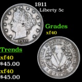 1911 Liberty Nickel 5c Grades xf