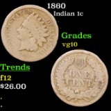 1860 Indian Cent 1c Grades vg+