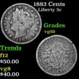 1883 Cents Liberty Nickel 5c Grades vg+