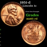 1951-d Lincoln Cent 1c Grades GEM Unc RD