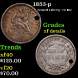 1853-p Seated Liberty Half Dime 1/2 10c Grades xf details
