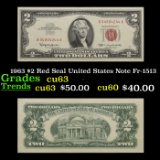 1963 $2 Red Seal United States Note Fr-1513 Grades Select CU