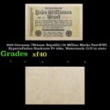 1923 Germany (Weimar Republic) 10 Million Marks Post-WWI Hyperinflation Banknote P# 106a, Watermark: