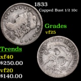 1833 Capped Bust Half Dime 1/2 10c Grades vf+