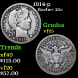 1914-p Barber Quarter 25c Grades vf+