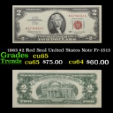 1963 $2 Red Seal United States Note Fr-1513 Grades Gem CU
