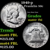 1949-p Franklin Half Dollar 50c Grades Choice Unc+ FBL