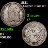 1831 Capped Bust Dime 10c Grades g, good