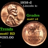 1958-d Lincoln Cent 1c Grades GEM++ Unc RD