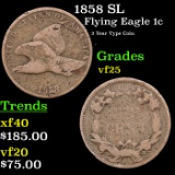 1858 SL Flying Eagle Cent 1c Grades vf+