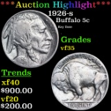 ***Auction Highlight*** 1926-s Buffalo Nickel 5c Graded vf35 By SEGS (fc)