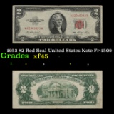 1953 $2 Red Seal United States Note Fr-1509 Grades xf+