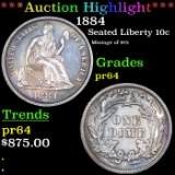 Proof ***Auction Highlight*** 1884 Seated Liberty Dime 10c Graded pr64 By SEGS (fc)