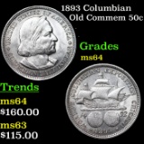 1893 Columbian Old Commem Half Dollar 50c Grades Choice Unc