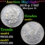 ***Auction Highlight*** 1878-p 7/8tf Morgan Dollar $1 Graded Select+ Unc BY USCG (fc)