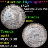 ***Auction Highlight*** 1829 Capped Bust Half Dollar 50c Graded ms62 By SEGS (fc)