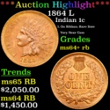 ***Auction Highlight*** 1864 L Indian Cent 1c Graded ms64+ rb By SEGS (fc)