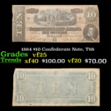 1864 $10 Confederate Note, T68 Grades vf+