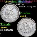 ***Auction Highlight*** 1877-s Seated Liberty Quarter 25c Graded ms64 By SEGS (fc)