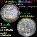 ***Auction Highlight*** 1881-p Seated Liberty Quarter 25c Graded ms63 details By SEGS (fc)