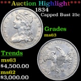 ***Auction Highlight*** 1834 Capped Bust Quarter 25c Graded Select Unc BY USCG (fc)