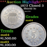 ***Auction Highlight*** 1873 Closed 3 Shield Nickel 5c Graded ms64 By SEGS (fc)