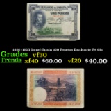1936 (1925 Issue) Spain 100 Pesetas Banknote P# 69c Grades vf++