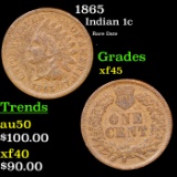 1865 Indian Cent 1c Grades xf+