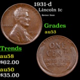 1931-d Lincoln Cent 1c Grades Select AU