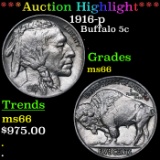 ***Auction Highlight*** 1916-p Buffalo Nickel 5c Graded ms66 By SEGS (fc)