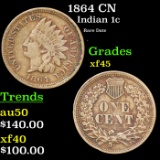 1864 CN Indian Cent 1c Grades xf+
