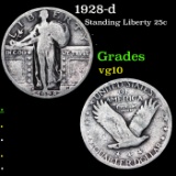 1928-d Standing Liberty Quarter 25c Grades vg+