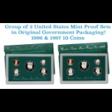 Group of 2 United States Mint Proof Sets 1996-1997 10 coins.