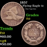 1857 Flying Eagle Cent 1c Grades f, fine