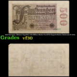 1923 Germany (Weimar Republic) 500 Million Marks Post-WWI Hyperinflation Banknote P# 110a Grades vf+