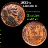 1955-s Lincoln Cent 1c Grades GEM Unc RB