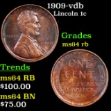 1909-p VDB Lincoln Cent 1c Grades Choice Unc RB