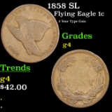 1858 SL Flying Eagle Cent 1c Grades g, good