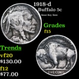 1918-d Buffalo Nickel 5c Grades f+