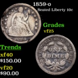 1859-o Seated Liberty Dime 10c Grades vf+