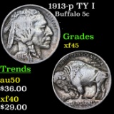 1913-p TY I Buffalo Nickel 5c Grades xf+