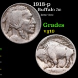 1918-p Buffalo Nickel 5c Grades vg+