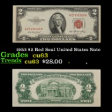 1953 $2 Red Seal United States Note Grades Select CU