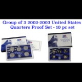 Group of 3 2002-2003 United States Quarters Proof Set - 10 pc set Low mintage