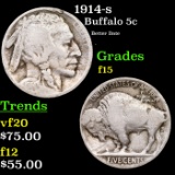 1914-s Buffalo Nickel 5c Grades f+