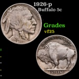 1926-p Buffalo Nickel 5c Grades vf+.