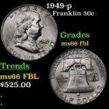 1949-p Franklin Half Dollar 50c Graded ms66 fbl By SEGS