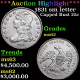 ***Auction Highlight*** 1831 sm letter Capped Bust Quarter 25c Graded Select Unc BY USCG (fc)