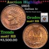 ***Auction Highlight*** 1903 Indian Cent 1c Graded ms67 RB by SEGS (fc)